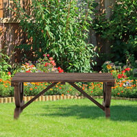 Outsunny Wooden Wheel Bench Rustic Outdoor Patio Garden Seat 2-Person Loveseat