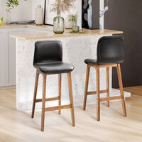 HOMCOM Modern Wood Bar Chairs Kitchen Cafe Stools Dining Barstool