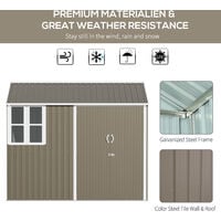 Outsunny 8x6ft Metal Shed Garden Storage Shed w/ Double Door, Window, Grey