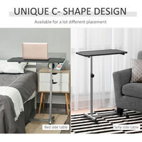HOMCOM C-Shaped Mobile Table Sofa Over Bed Side Nightstand w/ Casters, Brake