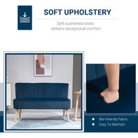 HOMCOM Double Seat Sofa w/ Wood Frame Foam Padding High Back Stylish Blue