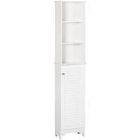 HOMCOM 165cm Freestanding Slimline Bathroom Storage Cabinet w/ 6 Shelves White