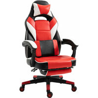 Vinsetto Cool & Stylish Gaming Chair Ergonomic Recliner w/ Thick Padding Footrest Neck & Back Pillow 5 Wheels Racing Swivel Height Adjustable Home Office Red