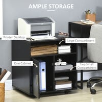 HOMCOM Multi-Storage Printer Unit Office Organisation w/ 5 Compartments Black