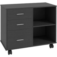 HOMCOM Freestanding Storage Cabinet w/ 3 Drawers 2 Shelves 4 Wheels Office Black