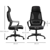 Vinsetto Mesh Back Office Chair w/ Adjustable Padded Headrest Ergonomic Black