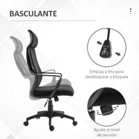 Vinsetto Mesh Back Office Chair w/ Adjustable Padded Headrest Ergonomic Black