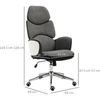 Vinsetto Modern Office Chair Ergonomic Thick Padding High Back Armrests Height Adjustable Rocking w/ 5 Wheels Swivel Home Office Grey White
