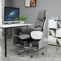 Vinsetto Modern Office Chair Ergonomic Thick Padding High Back Armrests Height Adjustable Rocking w/ 5 Wheels Swivel Home Office Grey White