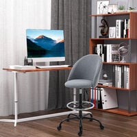 Vinsetto 97cm Draughtsman Chair Home Office Ergonomic 5 Wheels Padded Seat Grey