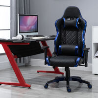 Vinsetto Holographic Stripe Gaming Chair PU Leather High Back 360° Swivel Blue