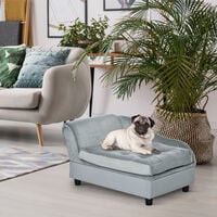 PawHut Pet Sofa Couch w/ Storage Wood Frame Cushion Plush Small Dog Cat Pet Seat