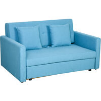 HOMCOM Two Seater Fabric Sofa Bed with Storage furniture for Livingroom Furniture Blue