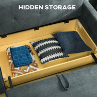 HOMCOM 2-Seater Storage Sofa Convertible Bed Wood Frame Padding Compact Black
