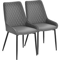 HOMCOM Set Of 2 Quilted PU Leather Dining Chairs w/ Metal Frame 4 Legs Foot Caps Home Seating Modern Stylish Executive Dark Grey
