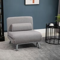 HOMCOM Single Folding 5 Position Convertible Sleeper Chair Sofa Bed Grey