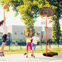 HOMCOM 250cm Adjustable Basketball Hoop w/ Backboard Fillable Base Wheels Kids