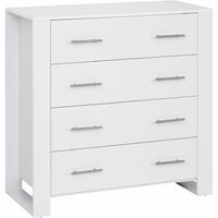 HOMCOM Chest Of 4 Drawers Home Storage Clothes Cabinet Metal Handles Base White