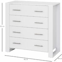 HOMCOM Chest Of 4 Drawers Home Storage Clothes Cabinet Metal Handles Base White
