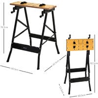 DURHAND Home DIY Work Bench Folding Clamping Wood Cutting Sawhorse w/ Moving Pegs