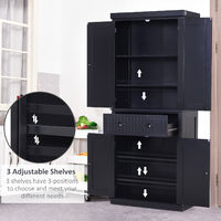 HOMCOM Freestanding Kitchen Storage Cabinet Drawers Cupboards Shelves Black