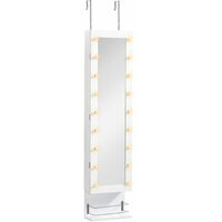 HOMCOM Wall Hanging/Freestanding Jewellery Storage Mirror Cabinet Hooks Lights