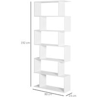 HOMCOM 6-Tier Waved Storage Shelf Modern Display Home Unit S-Shaped White
