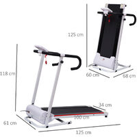 HOMCOM 1-10Km/h Folding Treadmill Home Running Fitness Machine w/ Safety Stopper
