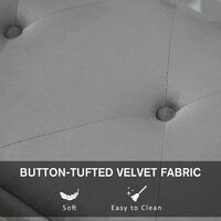 HOMCOM 52x107cm Velvet-Touch Storage Ottoman w/ Top Seat Wood Legs Buttons Grey