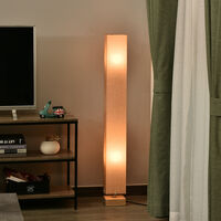 HOMCOM 120cm Tall Linen Floor Lamp Wood Base Steel Frame Stylish Home Lighting