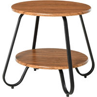 HOMCOM Retro Two-Tier Coffee Table w/ Curved Metal Frame Adjustable Home Stylish