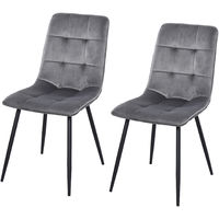 HOMCOM Set Of 2 Armless Flannelette Dining Chairs Home Seat w/ Metal Frame Foot