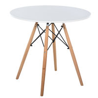 HOMCOM 80cm Scandnavian Style Dining Side Table Modernw/ Wood Legs Round Top White