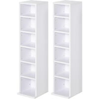 HOMCOM Set Of 2 CD Media Storage Bookshelf Cabinet Tower Rack Unit White
