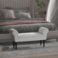 Homcom Linen Side Seat Chaise Longue Chair Ottoman W Wood Legs Cushion Grey Homcom Linen Side Seat Chaise Longue, Homcom Bed End Side Chaise Lounge Sofa