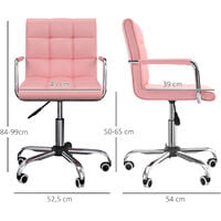 Vinsetto Mid Back Home Office Chair Swivel Salon Stool with Arm, Wheel, Pink