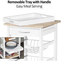 HOMCOM Mobile Rolling Kitchen Island Trolley for Home Metal Baskets Tray Shelves
