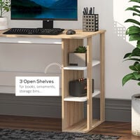 HOMCOM Square Desk & Side Shelves Unit Workstation Desktop Sleek Stylish