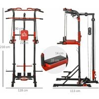 HOMCOM Power Tower Dip Station, Pull Up & Push Up & Dip Station for Home, Gym Multi-Function Strength Training Fitness, Commercial Workout for Arms, Legs, Back,Waist, Buttocks, Abdomen Exercise