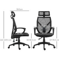 Vinsetto Mesh Back Office Chair Home Work Reclining Ergonomic w/ Headrest Black