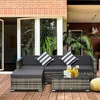 Outsunny 5 Pcs Rattan Outdoor Sofa Seat Set Wicker w/ Cushions Patio Garden