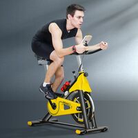HOMCOM Adjustable Resistance Exercise Bike w/ LCD Display Home Workout Yellow