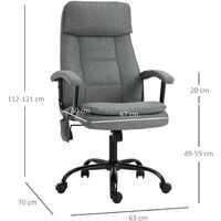 Vinsetto Massage Office Chair Linen-Look Ergonomic Adjustable Height Swivel Grey