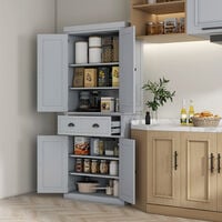 HOMCOM Freestanding Kitchen Storage Cabinet Drawers Cupboards Shelves Grey