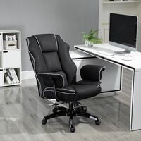 Vinsetto Piped PU Leather Padded High-Back Computer Office Gaming Chair Black
