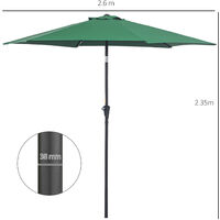 Outsunny Patio Umbrella Parasol Sun Shade Garden Aluminium Green 2.7M