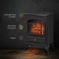 HOMCOM Fireplace Stove Heater Log Burning Flame Electric 950/1850W