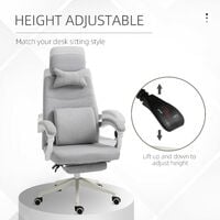 Vinsetto Reclining Office Chair Gaming Chair with Footrest Height Adjustable Grey