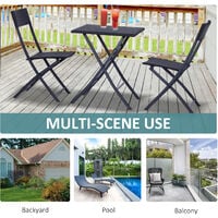 Outsunny 3PC Bistro Set Rattan Furniture Outdoor Garden Folding Chair Table