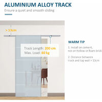 HOMCOM 77.5cm Sliding Glass Door Set Frosted Stripe w/ Handle Living Room Office